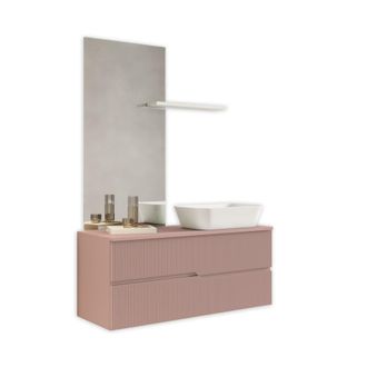 Aquadesign Mueble de ba&ntilde;o 4 piezas en mdf rosa polvo