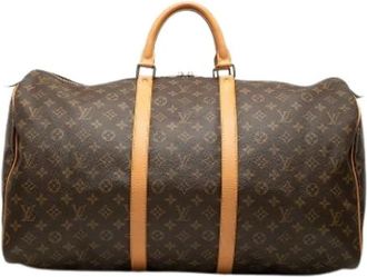Louis Vuitton Pre-owned Keepall 55 - Dames - Vintage Weekendtas - Bruin - ONE Size - Leer - Vintage