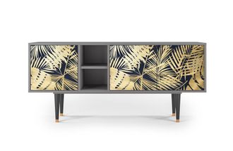 StoryZ Mueble de TV azul y amarillo 3 puertas L 150 cm