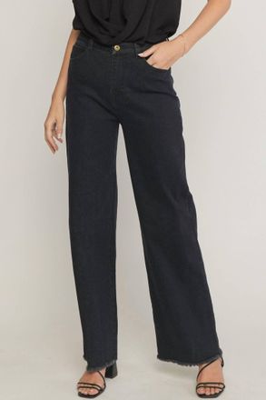 Entro Denim Acid Wash High Waisted Wide Leg Jeans In Dark Wash