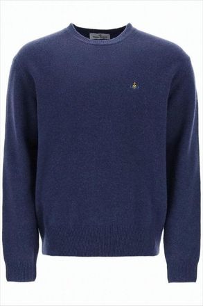 Vivienne Westwood Classic Crew Neck Sweater With Subtle Logo Embroidery