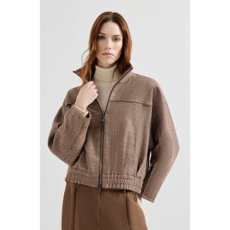 Brunello Cucinelli Sparkling houndstooth outerwear jacket in Brown at Nordstrom, Size 42 It