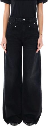 Isabel Marant Wide Jeans, female, Black, Size: XS High Waist Wide Flare Denim Trousers