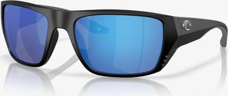 Costa Mens Finlet Polarized Sunglasses In Matte Black / Blue Mirror