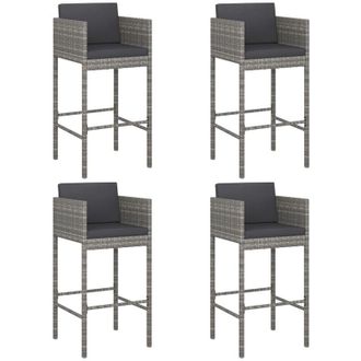 vidaXL Taburetes De Cocina Con Cojines 4 Unidades Rat&aacute;n Sint&eacute;tico Gris Vidaxl