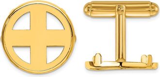 Diamond2Deal 14k Yellow Gold Mens Polished Classic Coin Bezel Cuff Links
