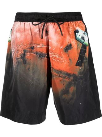 Costume National Contemporary graphic-print swimming shorts - Black