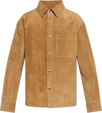 Alexander McQueen Overhemden, Heren, Beige, M, Leer, Suede Shirt with Pocket