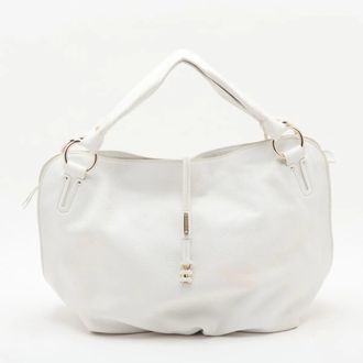 Celine White Leather Shoulder Bag Tote Bag (Pre-Owned)