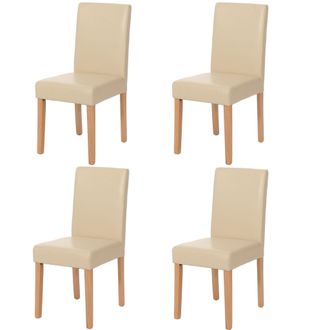 Hhg Hhg - Nunca Usado] Juego De 4 Sillas De Comedor Silla De Cocina Littau Con Certificaci&oacute;n Mvg, Cuero Sint&eacute;tico, Patas En Color Crema Claro