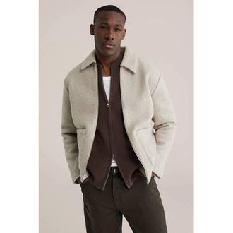 WE Fashion boucl&eacute; teddy jas met textuur taupe