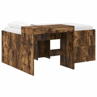 vidaXL Cama Alta Para Ni&ntilde;os Con Escritorio Roble Ahumado 80 X 160 Cm Vidaxl