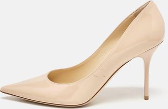 Jimmy Choo London Beige Patent Leather Romy Pumps
