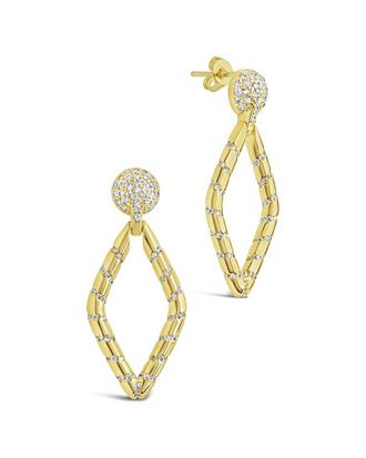 Sterling Forever 14K Plated Cz Gisele Drop Studs