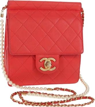 Chanel Pre-owned Cross Body Bags, female, Red, Size: ONE SIZE Pre-owned Satin Cross Body Bag