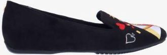 J. Rene&eacute; Womens Fullhouse Slip On Flat Shoes In Black Suede Embroidered