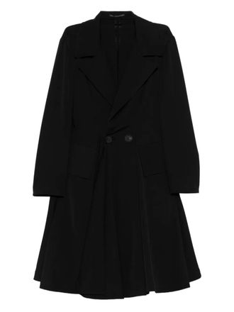 Yohji Yamamoto notched-lapel coat - women - Wool/Cupro - 2 - Black