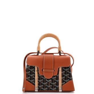 Goyard Structured Saigon Top Handle Bag Coated Canvas with Leather Mini