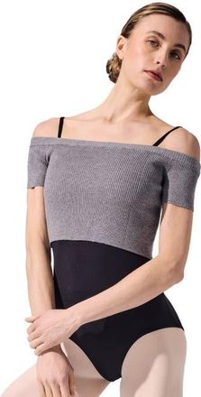 Capezio Ribbed Knit Cropped Sweater in Medium Grey at Nordstrom, Size Xx-Small
