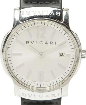 Bulgari Pre-owned Watches, male, Gray, Size: ONE SIZE Pre-owned Solo Tempo Stainless Steel Watch