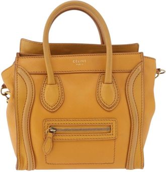 Celine Luggage Smooth Leather Yellow Leather Handbag (Pre-Owned)
