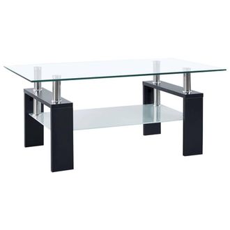 Berkfield Home Coffee Table Black & Transparent 95x55x40 cm Tempered Glass | Size: 95 x 55 x 40 cm