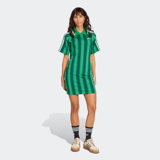 adidas Shirtkleid ADIDAS ORIGINALS FOOTIE DRESS, Damen, Gr. XL, N-Gr, gr&uuml;n, Obermaterial: 86% Polyester, 14% Elasthan, Kleider Shirtkleid, sportlicher Look, 