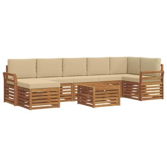 vidaXL Conjunto De Sof&aacute;s De Exterior Con Coj&iacute;n 8 Pcs Natural Y Beige Vidaxl