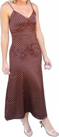 Blu Pepper Womens Satin Cami Polka Dot Maxi Dress In Brown