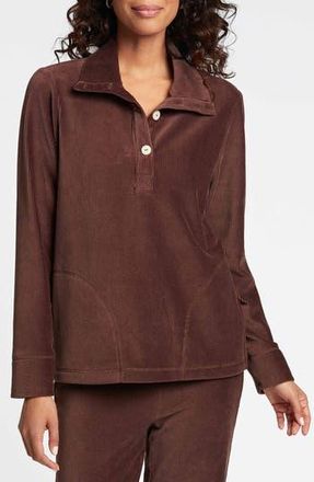 Foxcroft Sammy Corduroy Polo Sweater in Chocolate at Nordstrom Rack, Size X-Small