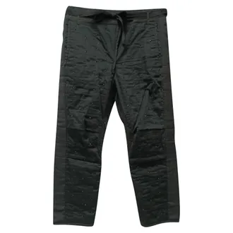 Isabel Marant Embellished Straight-Leg Trousers in Black Cotton