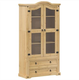 vidaXL Vidaxl - Armario Con Vitrina Corona Madera Maciza Pino 99x43x187 Cm