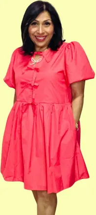 Entro Ribbon & Grace Dress In Coral