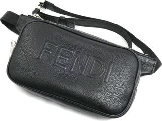 Fendi Black Leather Shoulder Bag Sling Bag (Pre-Owned)