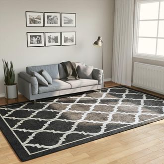 vidaXL Vidaxl - Alfombra Lavable Antideslizante Negro Y Blanco 190x300 Cm