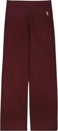 Sporty & Rich SRC Ribbed Broeken - Dames - Wijde Broeken - Rood - M - Nylon - Broeken