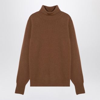 Drumohr Camel Coloured Turtleneck Sweater In Wool