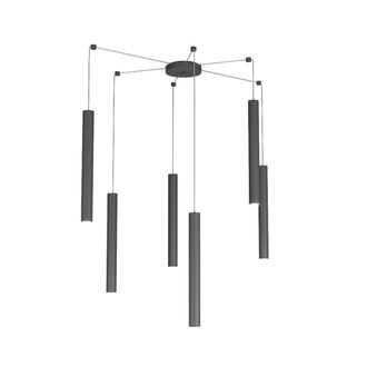 Top-Light Round Tube Sospensione 6 Luci Grigio Antracite Cavo Cm.250 Con Base 1174-s6-ga