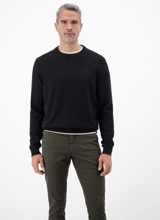 Lerros Strickpullover LERROS Strickpullover aus Woll-Kaschmir-Mix, stilvoll und entspannt, Herren, Gr. S, schwarz, 88% Wolle, 12% Kaschmir, Rundhals, Pullove