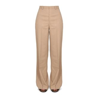 Red Valentino Wide Trousers, female, Beige, Size: S Wide-Leg Wool Blend Trousers