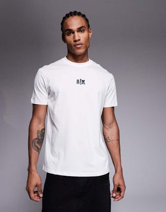 A|X Armani Exchange T-shirt crema con logo-Bianco
