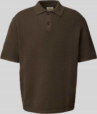 Redefined Rebel Regular Fit Poloshirt mit Strukturmuster Modell FERDINAND in Mittelbraun, Gr&ouml;&szlig;e L