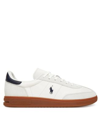 Polo Ralph Lauren Off-White Navy Cow Leather Low-Top Sneakers