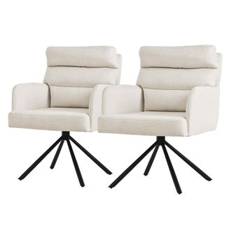 ML Design Ml-design 2x Silla De Comedor Giratoria, Beige Asiento De Cocina Con Respaldo Extra&iacute;ble Y Reposabrazos Dise&ntilde;o Ergon&oacute;mico Mueble Tapizado Con Funda De 