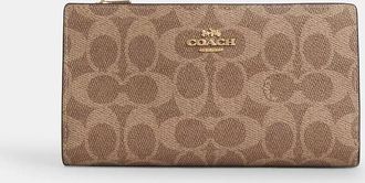 Coach Slim Zip Wallet In Signature Canvas