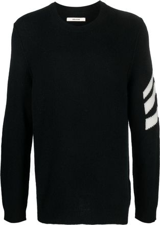 Zadig&Voltaire stripe-detail cashmere jumper - men - Cashmere - L - Black