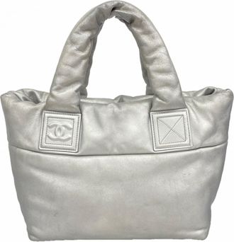 Chanel Gray Leather Tote Bag (Pre-Owned)