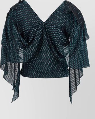 Kiko Kostadinov silk-blend draped asymmetric v-neck blouse