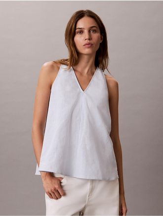 Calvin Klein Jeans Calvin Klein Womens Linen Blend Sleeveless Top - Light/Pastel Blue - XL