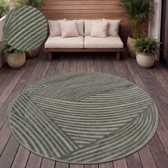 Paco Home Paco Home - Alfombra Salon De Habitacion Cocina Exterior Terraza Jardin Nordica Boho Chic &Oslash; 160 Cm Redon, Verde 2
